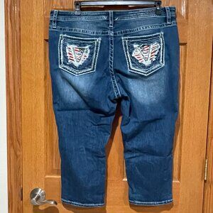 Vigoss Blue Cropped Jeans with Embroidered Pockets